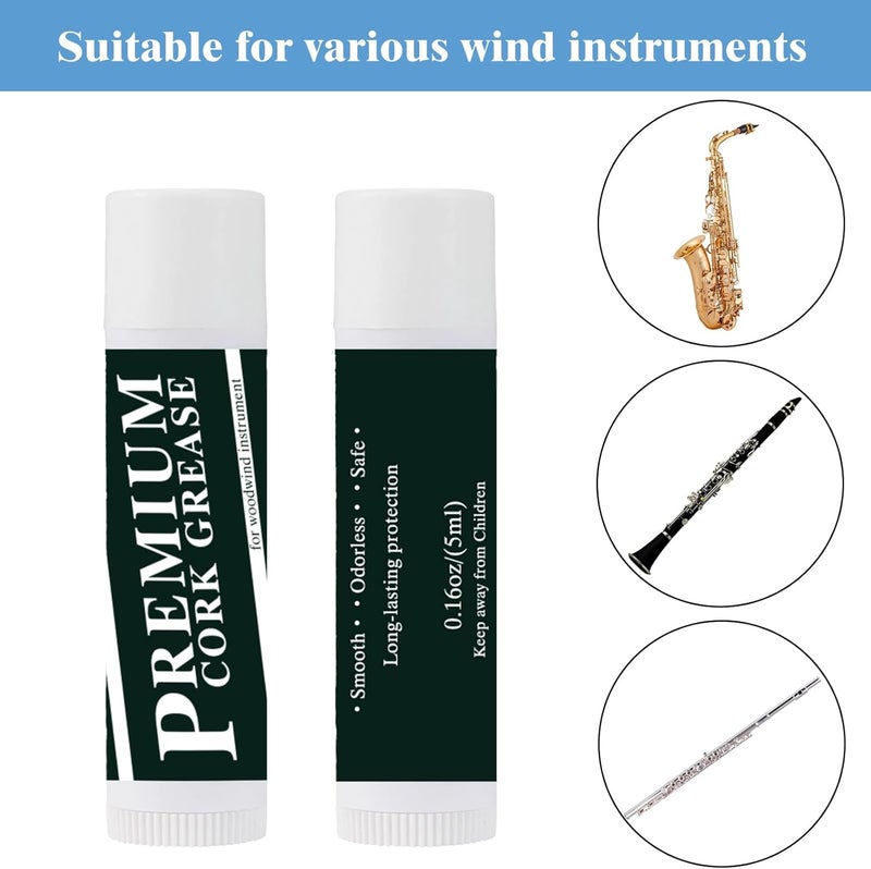 Lerodite Cleaning Cloth Swab for Inside Tube Suitable for Clarinet Piccolo Flute Sax Saxophone (Blue with cork grease) - Image 3